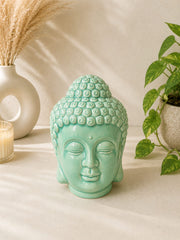 Glossy Pistachio Green Ceramic Buddha Head Decorative Showpiece